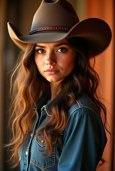 Photo of cowgirl singer brunette with 
Hat 