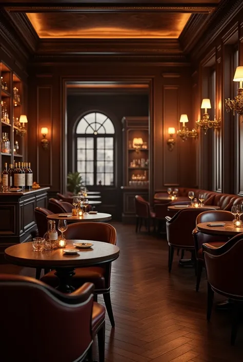 The instrumental melody wafts through the refined and luxurious atmosphere of the Jazz Club in affluent England. The surroundings feature dark brown wooden tables and various cabinets, all exuding a classic and classy style. The air is filled with the swee...