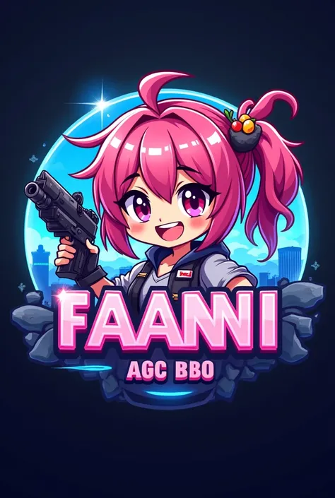 A logo that says Faani that is related to Pubg Mobile and is a pink female cartoon