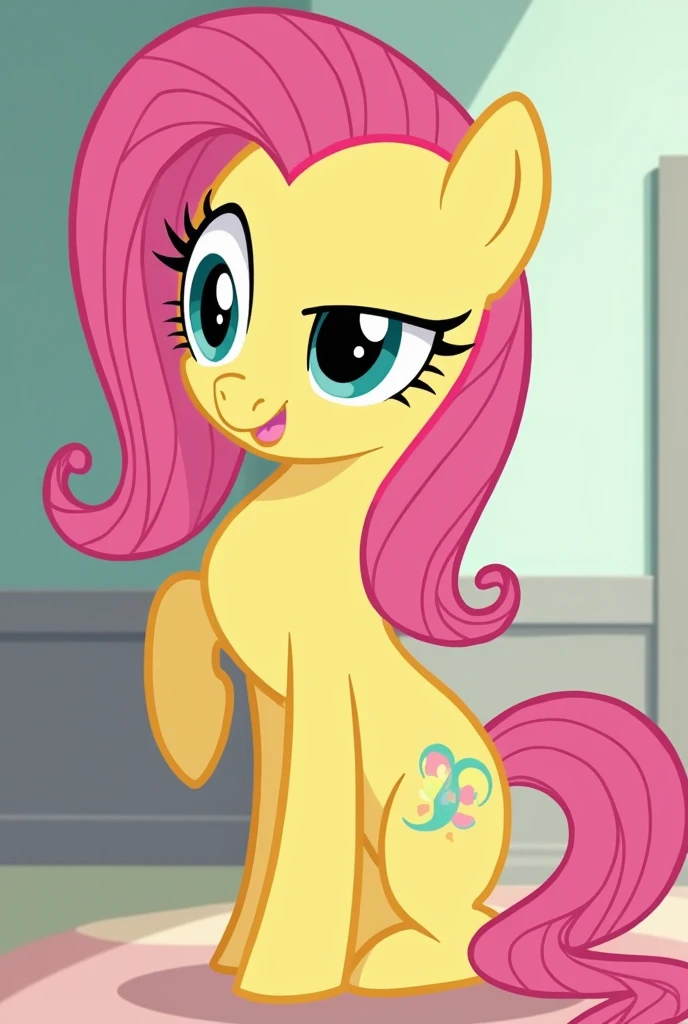 Create an image of Fluttershy from My Little Pony naked rubbing her pussy 