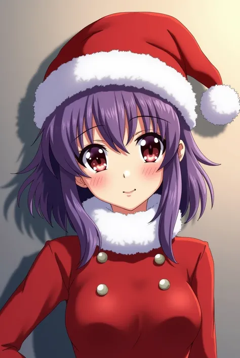 accurate misato from evangelion with a christmas hat on