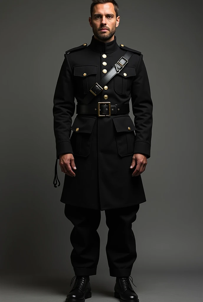 The concept of a black military uniform in Milan