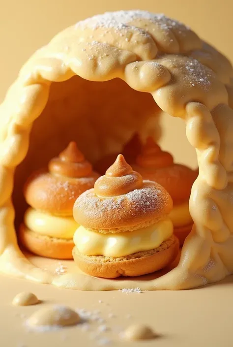 Choux à la crème agencés pour former une grotte