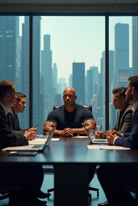 Image that reflects the strategic planning of a company the lord in the middle who is Dwayne Johnson