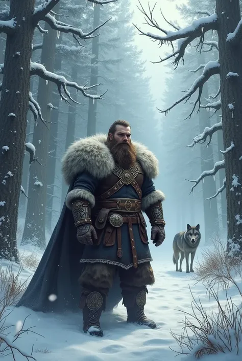 Viking style snowy forest