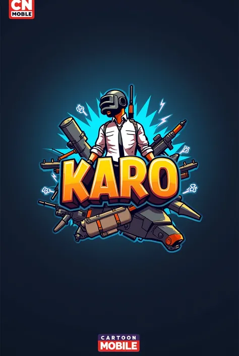 A logo that says KARO that is about Pubg Mobile and is a cartoon faith cartoon network