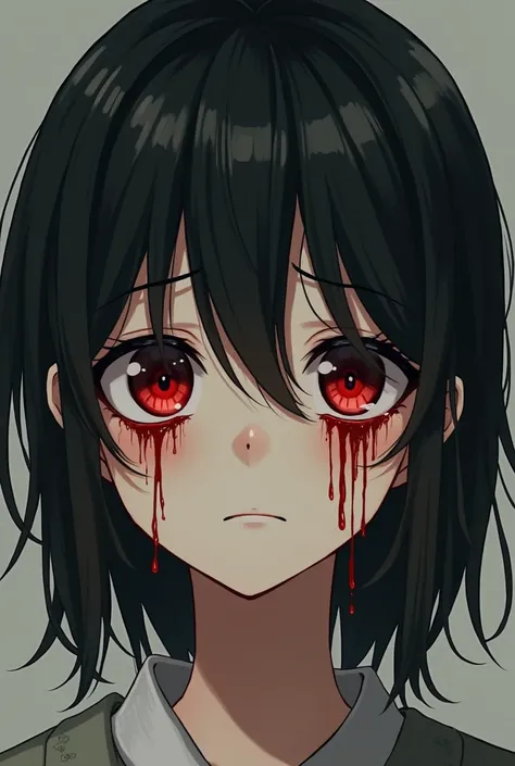 the anime boy is bleeding from his eyes and has long bob hair 