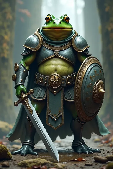 
Bipedal frog
Wears steel armor
He holds a sword called Grand Lion in his right hand
He has a steel shield in his left hand
Eyes are pale yellow