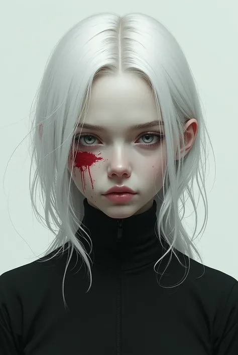 White-haired teenager with a scar on her face.