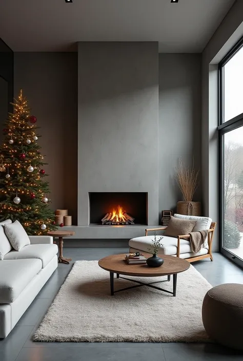 Choose varying shades of gray for tiles and walls, and include textured elements like a plush gray rug or a glossy gray countertop to create a layered effect.
Christmas living room
