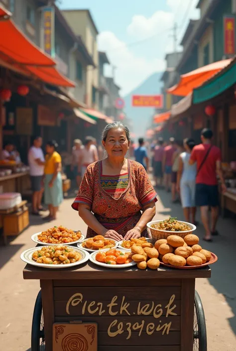 Lady selling food on the street