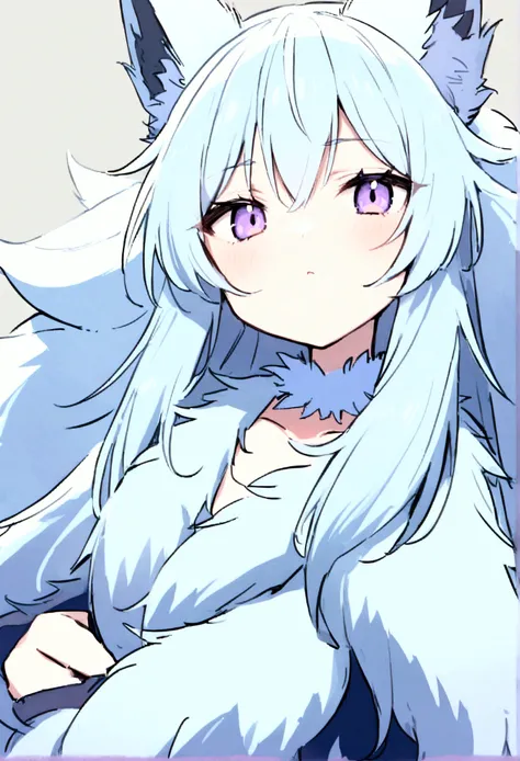 fox Light blue hair 　beast girl　indigo fur　fox beast girl