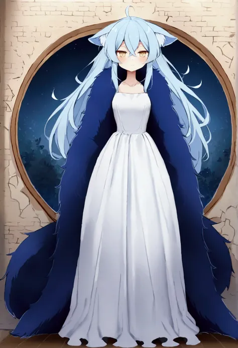 fox Light blue hair 　beast girl　indigo fur　fox beast girl