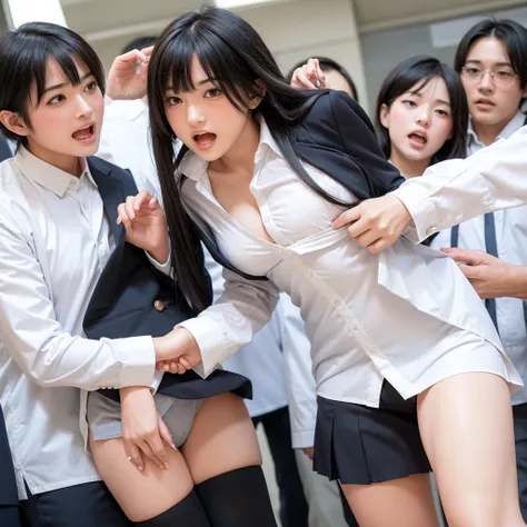 Horny male students hunt for neat and beautiful female students , Female students forced to participate in a undressing game by male students , Female students who are suddenly taken off their school uniforms head-on by male students in front of viewers an...