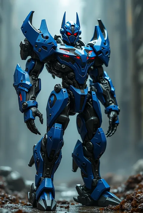 blue and black ninja autobot with two swords