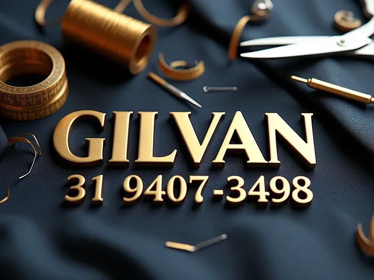  A hyper-realistic three-dimensional image with the name GILVAN in an elegant and robust typography,  sculpted with precision and texture that simulates noble materials ,  like polished metal .  The letters are detailed with soft shading ,  realistic refle...