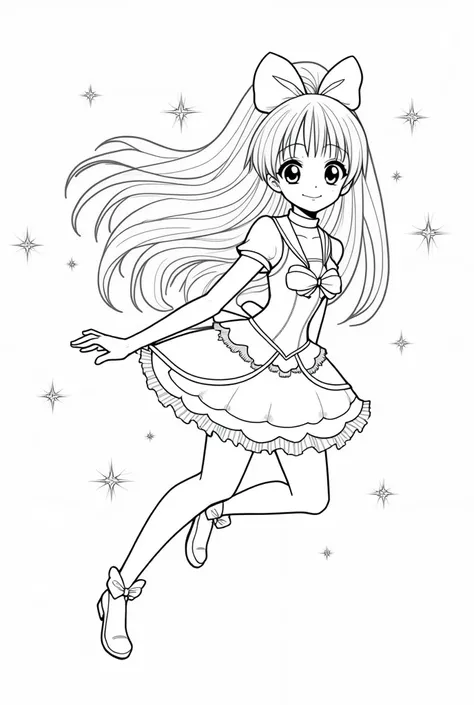 Black and white line art that can be used for Wonderful Pretty Cure coloring