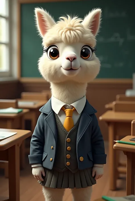 Alpaca in school uniform