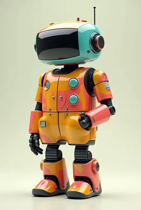 Lets draw a robot with paint colors and this robot is small and versatile and imitates the standing look of chill guys