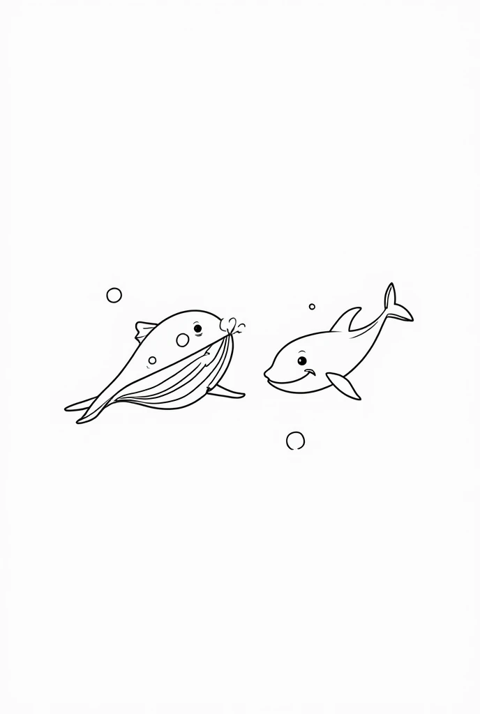  coloring pages for s。Black and white line drawing。Whales、Octopus、fish、Cute illustrations in the ocean, such as dolphins 、海の中の可愛いイラスト