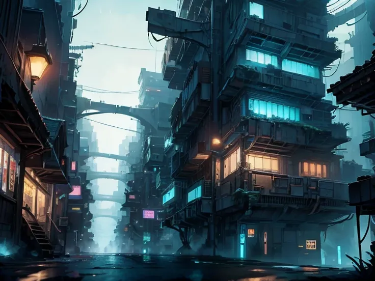 cyberpunk city in the style of unfz3n at night