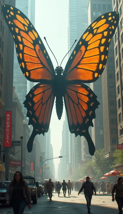 Giant butterfly invading the city desperate residents