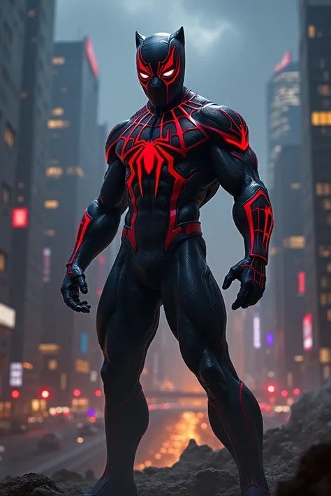 Create Black Panther and Spider-Man hybrid fusion image 