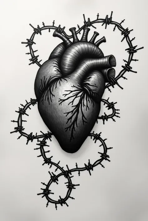 Idee tatuaggi con cuore avvolto attorno al filo spinato+ idea che rappresenta solitudine e ansia 