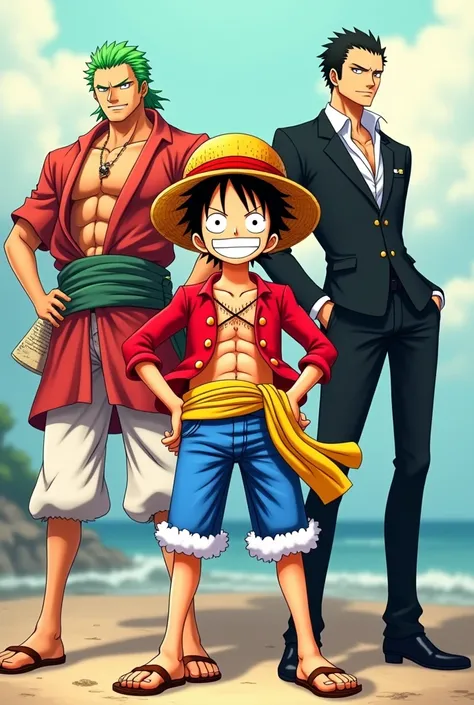 Sanji Zoro and Luffy with light colors

