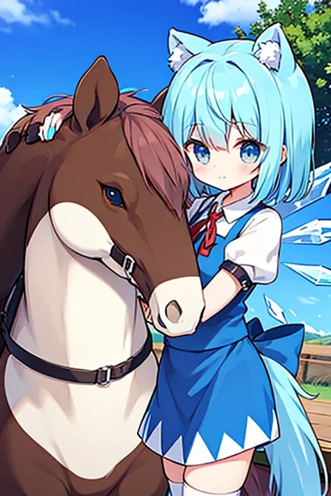 Thoroughbred with Cirno or horse ears and horse tail