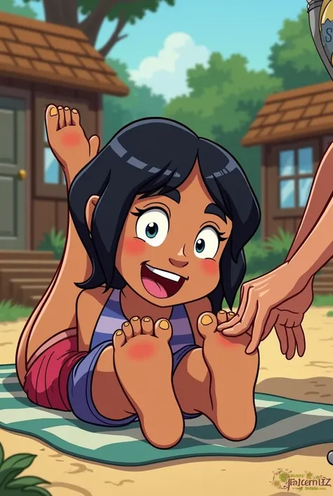 Priya getting her feet tickle from total drama island