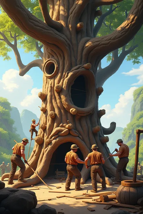 Men building a tree