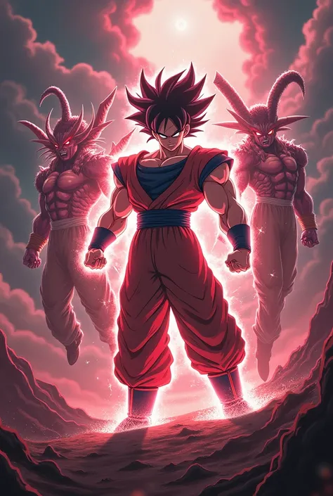 Goku fights with devilish guys Goku uses ultra instinct and guys turn into demons 