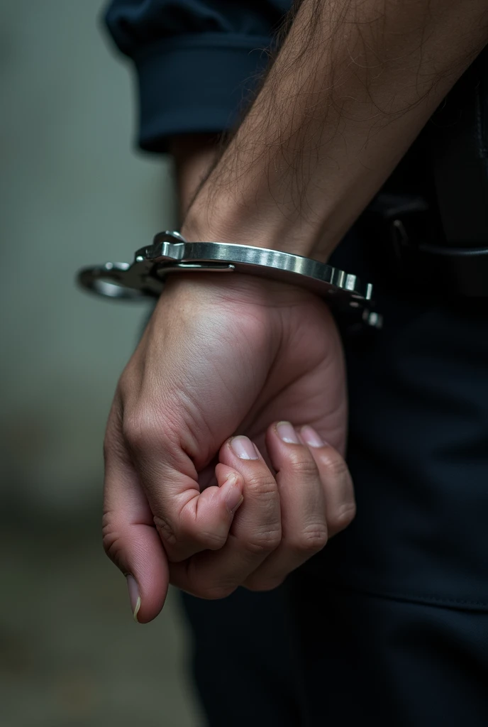 HAND WITH POLICE HANDCUFFS