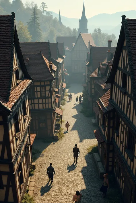 A birds-eye view of a medieval pathway