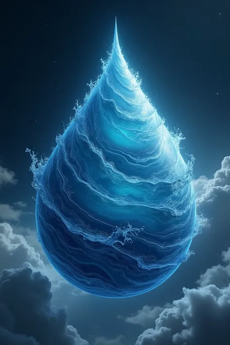 poster with the image of a planet in the shape of a drop 