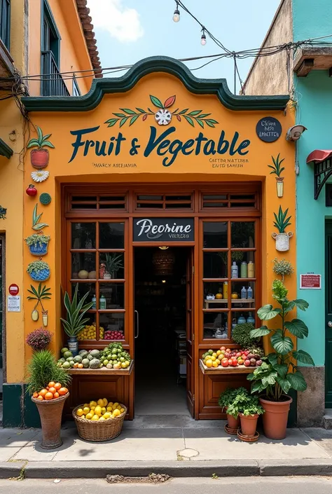 CREATE AN ARCHITECTURAL FAÇADE OF A SMALL FRUIT AND VEGETABLE STAND IN CALIDONIA PANAMA