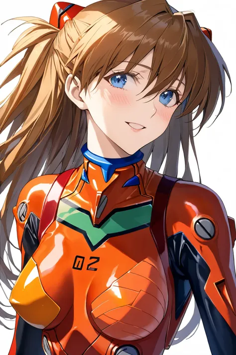 masterpiece, Best Quality, High resolution,16k,official art,super detailed skin,detailed,animated painting,(asuka langrey),1990s (style),(E-cup beautiful breasts)、 (tall:1.2),height: 175cm,Fashion model body type、clevage, Sexy long legs,(red evangelion sui...