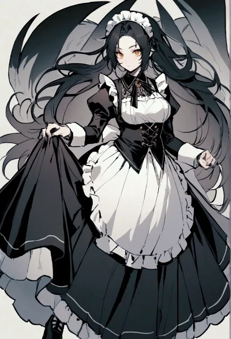 Create a male mobian half wolf and half hedgehog character dressed as a maid 