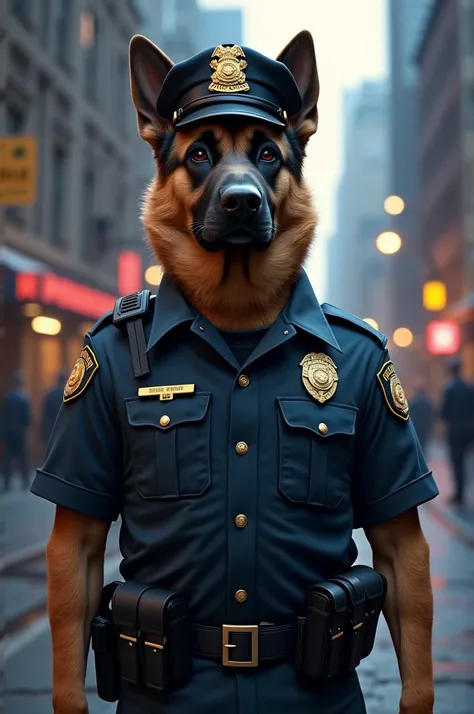 A dog in police clothes