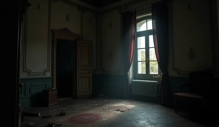 An image that represents the interior of a 19th century house in Brazil,  darkness  