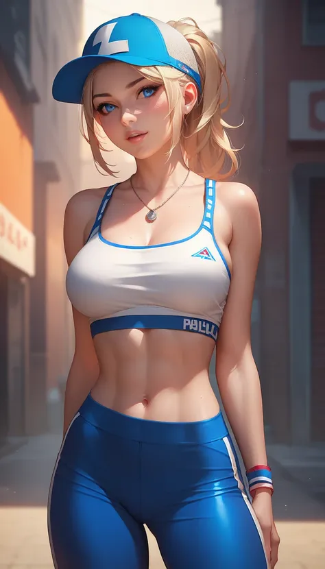 
score_9, score_8_up, score_7_up, 1girl,Blue eyes, base ball cap, crop top, work pants, in the middle stadion, detailed face, detailed expression