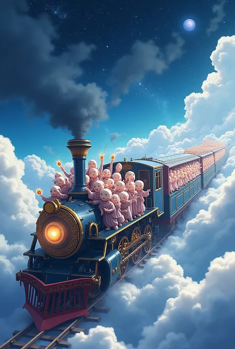 A train with many ren heading to heaven 
That its not anime FOR S