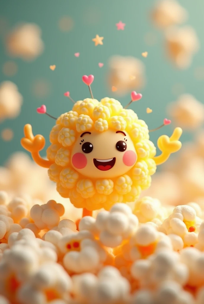 Create a decorative figure for a popcorn wedding card to celebrate 4 months of dating