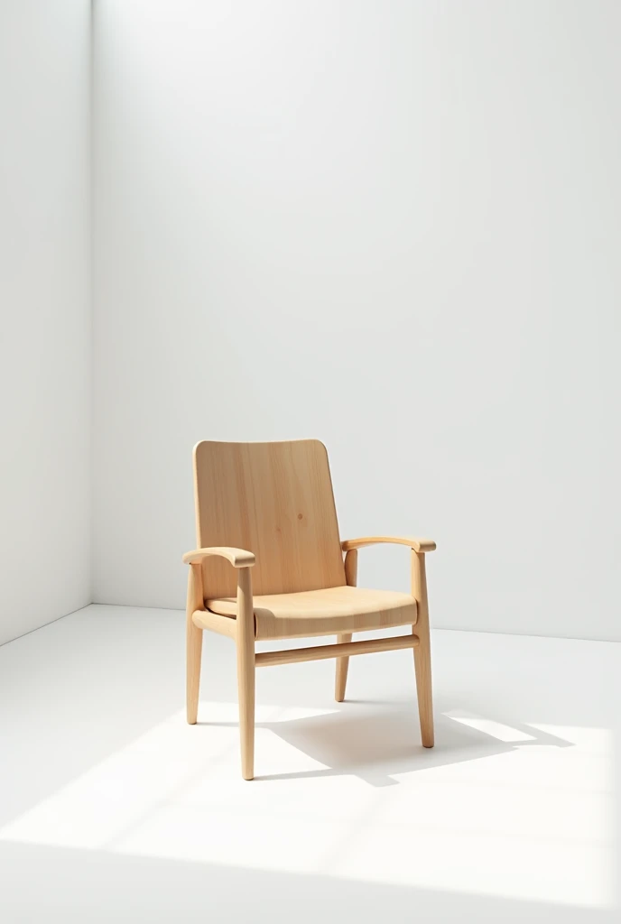 A Wooden chair in a white room