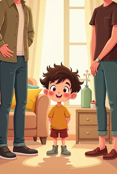 Cartoon of a boy obeying his parents