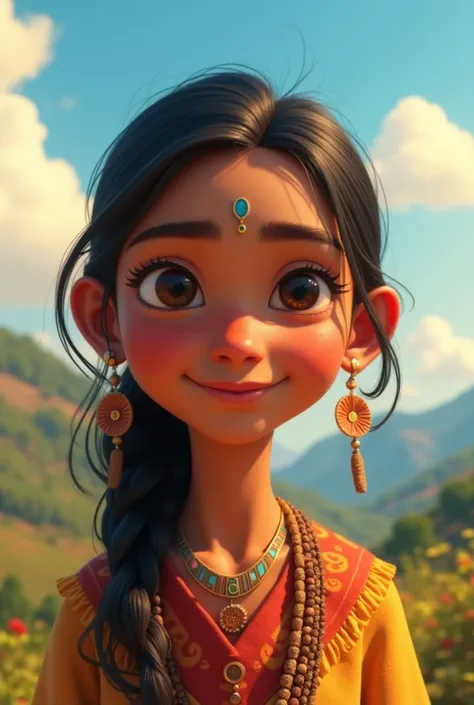 Animated image of a pretty young indigenous woman