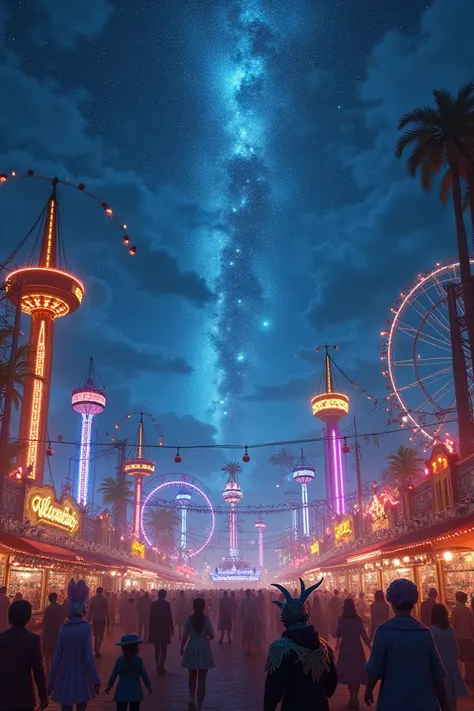 Carnival, Sky, Night, Stratosphere, Amusement park rides