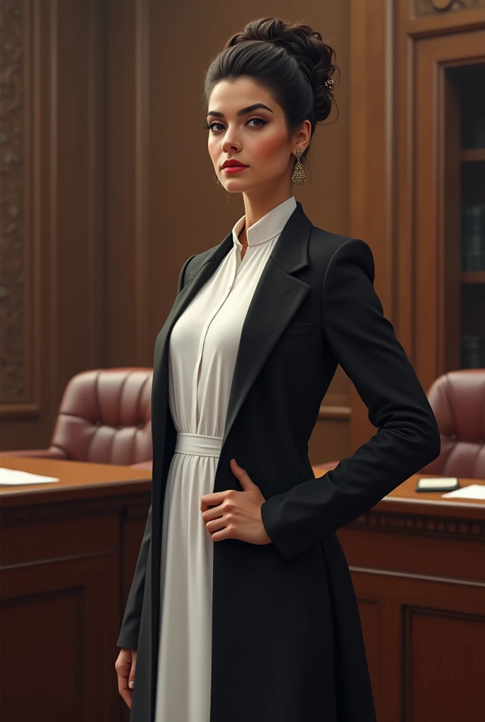 An Advocate girl hairstyles, uniform Pakistan Court room 