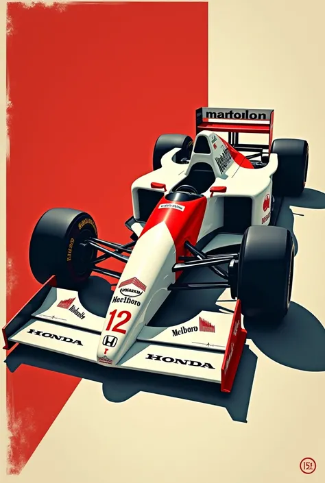  image Marlboro McLaren Honda  MP4/8 F1 number 12 1993" poster masterpiece in Bauhaus style,  poster/ magazine illustration effects, masterpiece, masterpiece,  Illustration , masterpiece,  poster/magazine illustration effect, 